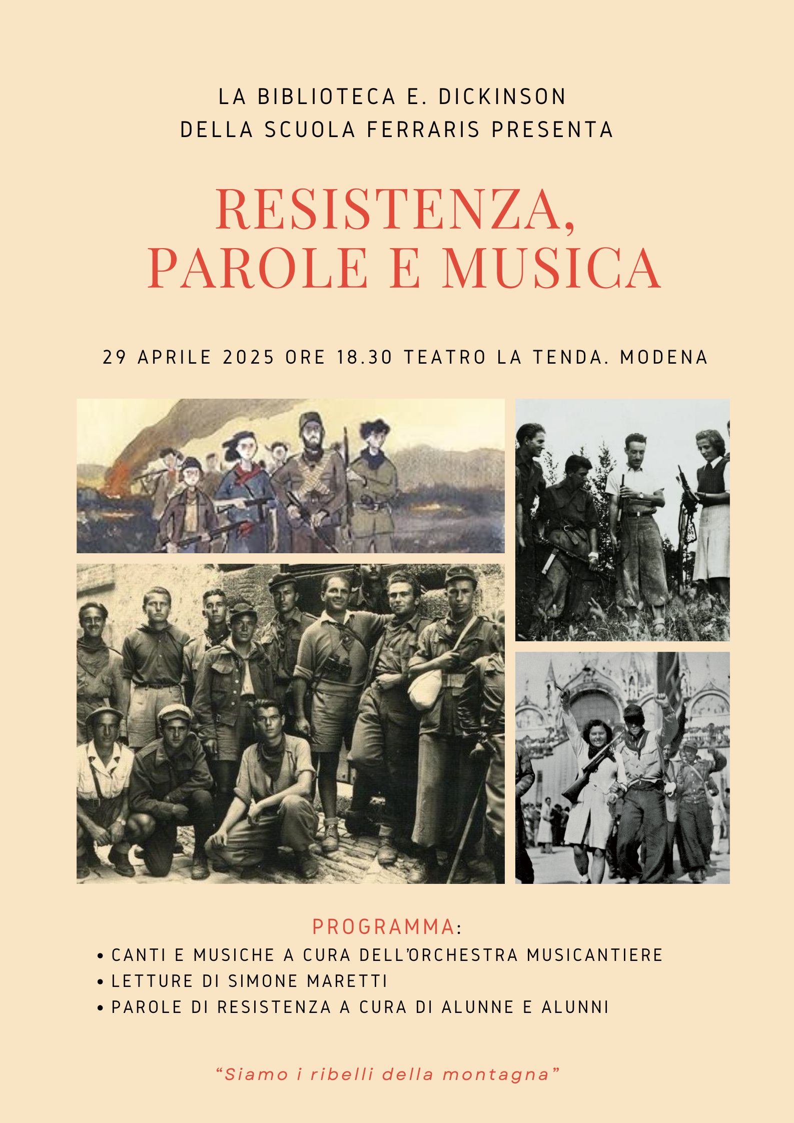 SCUOLA FERRARIS: RESISTENZA, PAROLE E MUSICA. LA PERFORMANCE.